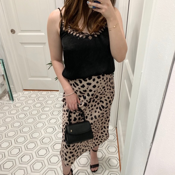 SPOT ON Leopard Print Midi Satin Skirt - Picture 3 of 7